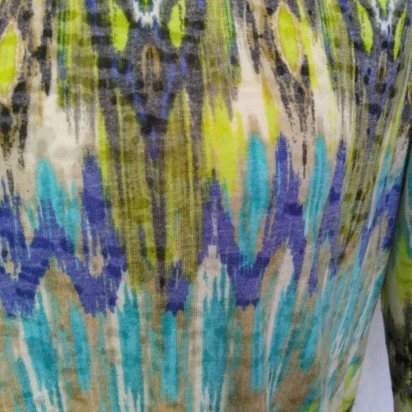 Thomas & Olivia Zip Front Blazer Jacket Top 3/4 Sleeve Drawstring Waist Abstract - Picture 2 of 8